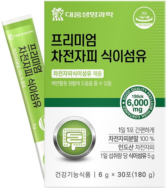 대웅생명과학 프리미엄 차전자피 식이섬유 분말스틱 30p, 180g, 1개