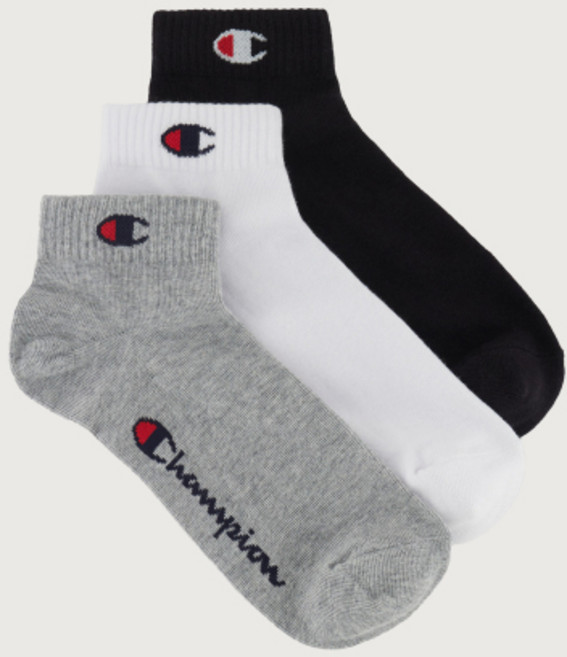 CHAMPION C로고 쿼터랭스 삭스 3PACK Grey White Black 201396, M
