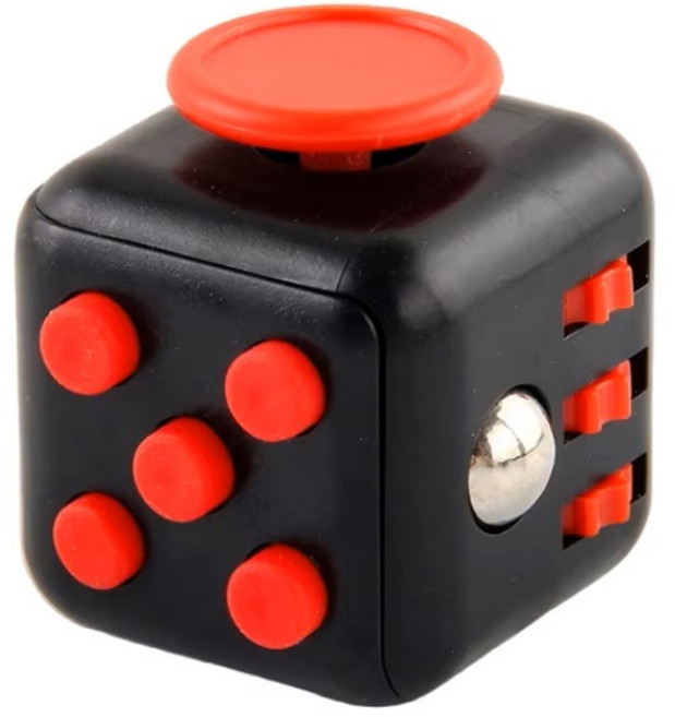 나르엔 집중력 향상 스트레스 해소 피젯 큐브 버튼 키덜트 사무실 손장난감, 레드블랙, 1개