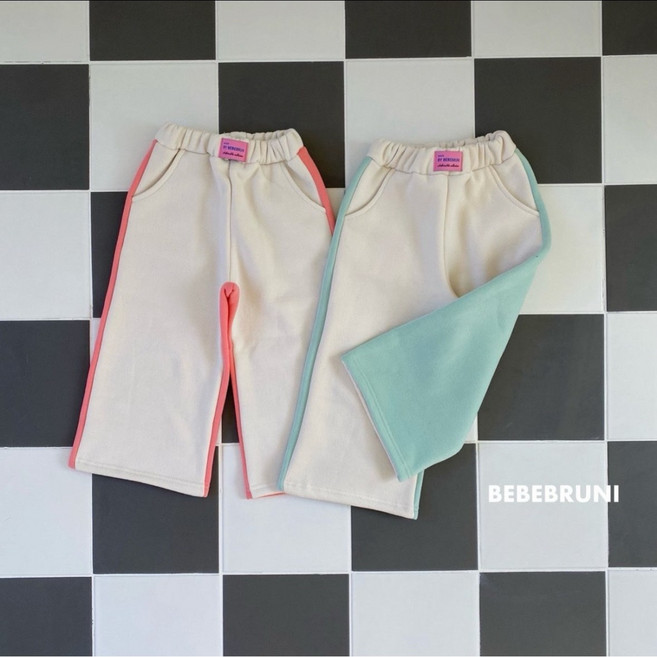 베베브루니 키즈 기모 라벨 배색 팬츠 (5호 7호 9호)