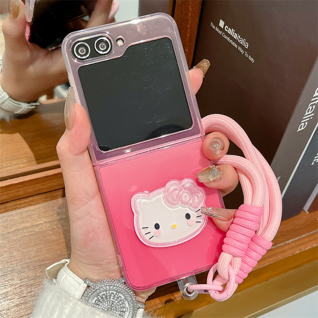 디어블루 핑크냥 스트랩 제트플립케이스