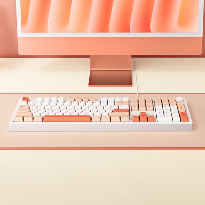 포팩트 QN108 저소음 노브 멤브레인 유선 키보드 스트로베리 밀크, 단품, 단품