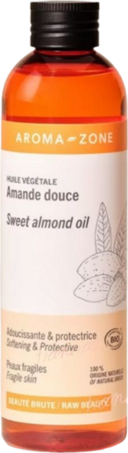 AROMA-ZONE 有機冷壓甜杏仁油 法國原裝基底按摩植物油 1L, 1個, 效期2027/07