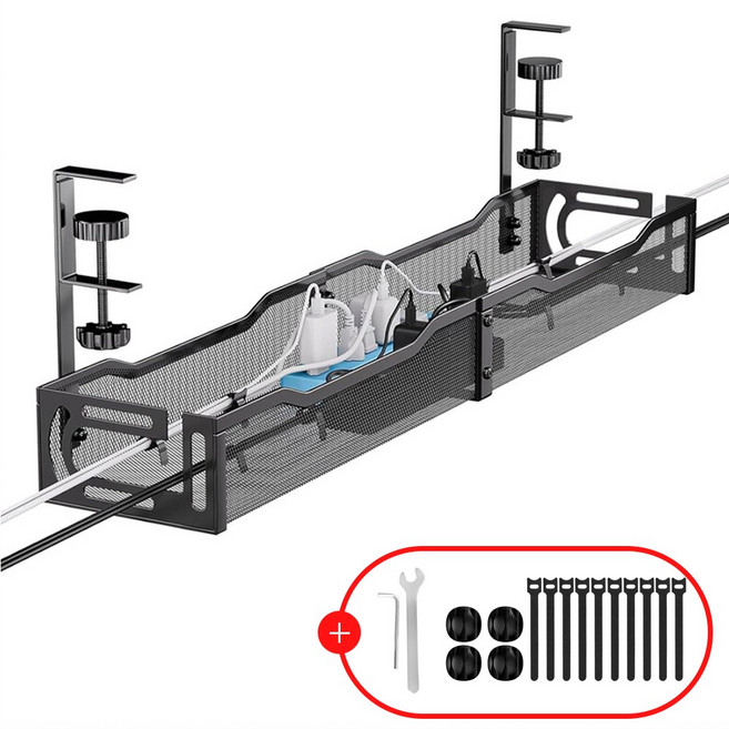 리빙블러썸 롱 멀티탭 거치대 대형, 블랙, 1개