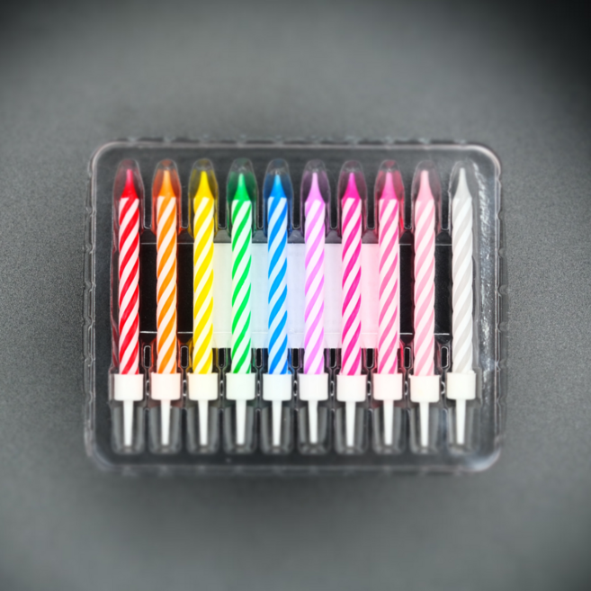 10색 무지개 줄무늬 생일 케이크초 레인보우 감성 파티 소용량으로 도매가격, 30개