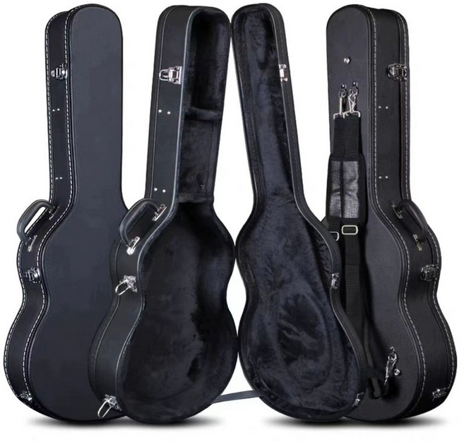 기타 하드케이스 통기타 보관함 백팩 일렉 충격방지, 1개, 38/39 평면 블랙 벨벳 더블 숄더형