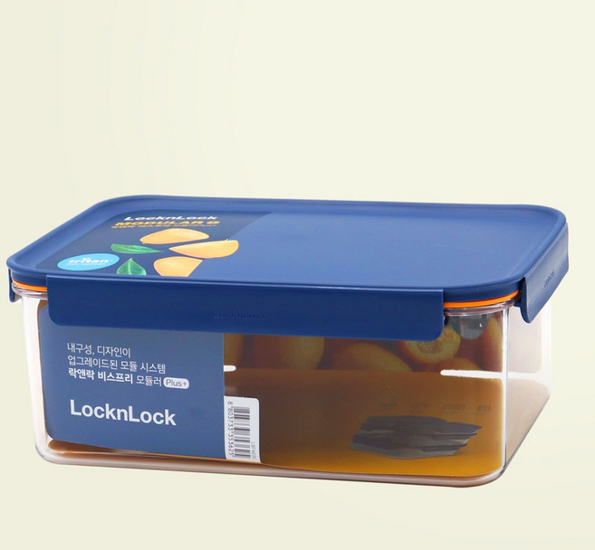 락앤락 비스프리 모듈러 플러스 직사각 밀폐용기 네이비 3.5L + 세척솔, 단품, 1개
