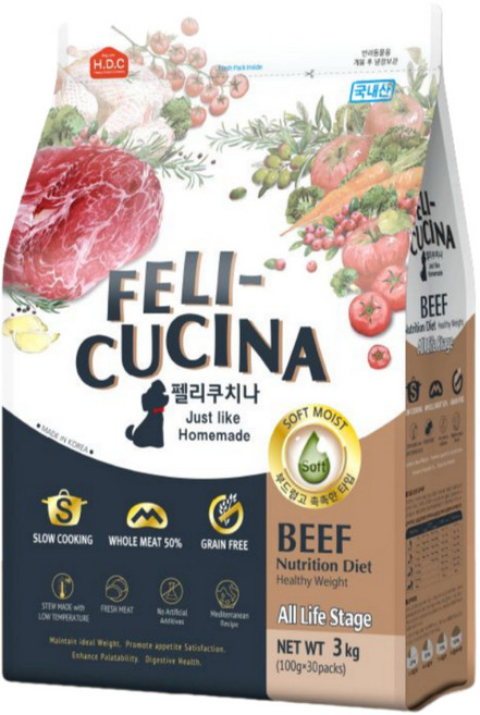 펠리쿠치나 어덜트용 고기 뉴트리션 습식 소프트사료, 소, 3kg, 1개