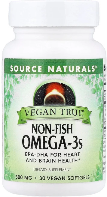 Source Naturals Vegan True® 생선 무함유 오메가3 300mg 비건 소프트젤 30정 Naturals (소스 내추럴스), Source NATURAL 내추럴s, Vegan Tru, 1개 - 쿠팡
