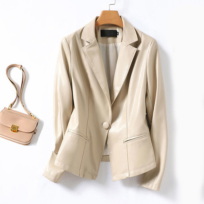 여성 양가죽 정장 자켓 코트 캐주얼 쇼트 라이더 자켓 슬림 레더 점퍼 간절기