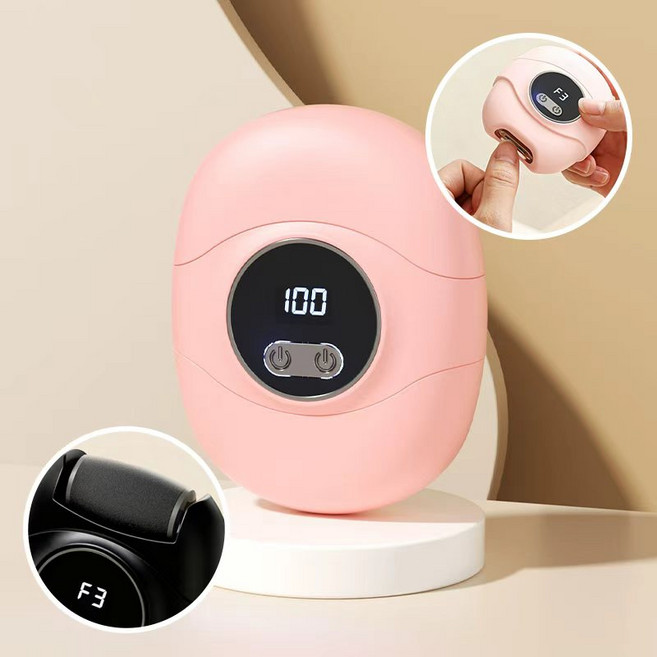 AOSS 무선 2in1 자동 손발톱 깎이 발각질제거기 C타입 충전식 휴대용, 핑크