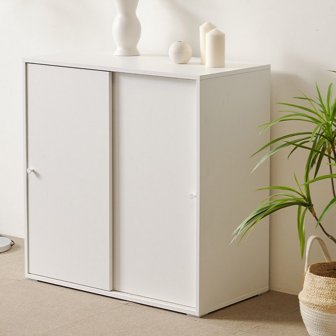 브루노 솔드 화이트 2단 E0 미닫이 슬라이드 수납장 800 1200, 브루노 솔드 화이트 2단 수납장 800