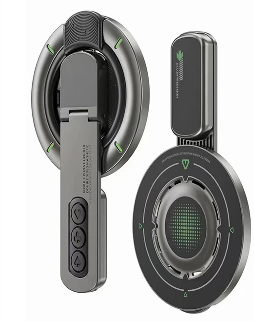 양면 자석 휴대폰 거치대 - 회전 가능 접이식 실리콘 스트레스 해소 링 포함, 02 Black