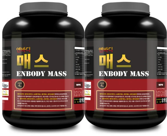 웨이테크 엔바디 매스 슈퍼칼로리 살찌는보충제 /체중증가, 4kg, 2개 - 쿠팡