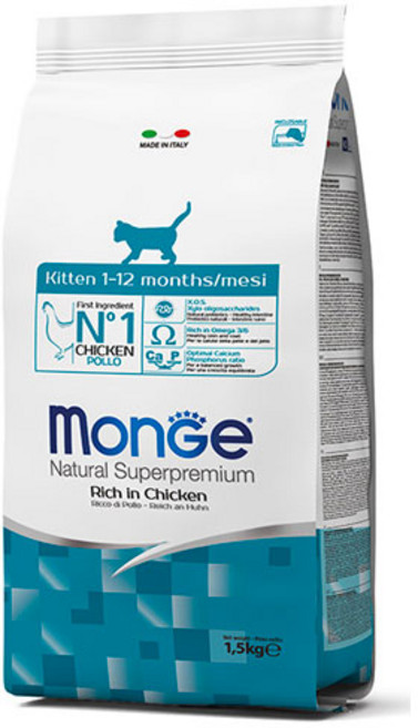 [CAT]몬지 내추럴 슈퍼프리미엄 키튼 치킨 10kg /12개월 미만의 어린 고양이, 1개, 닭, 1.5kg