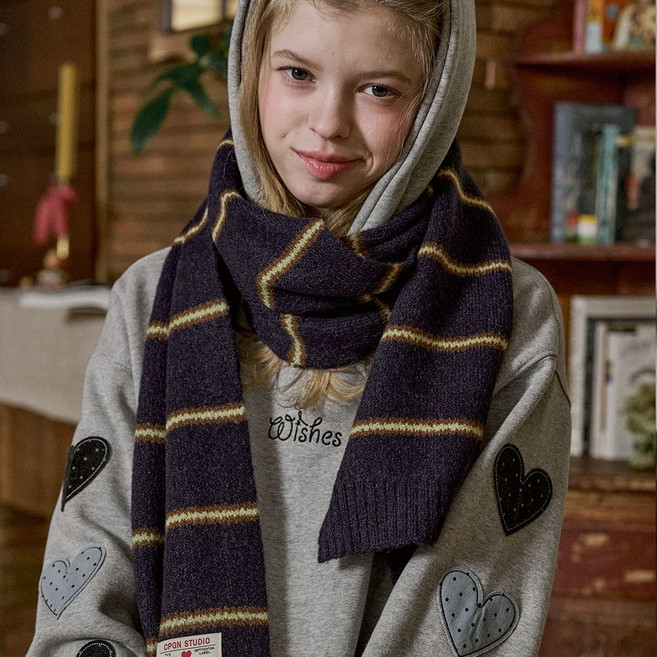 코코 스트라이프 머플러 네이비 925530