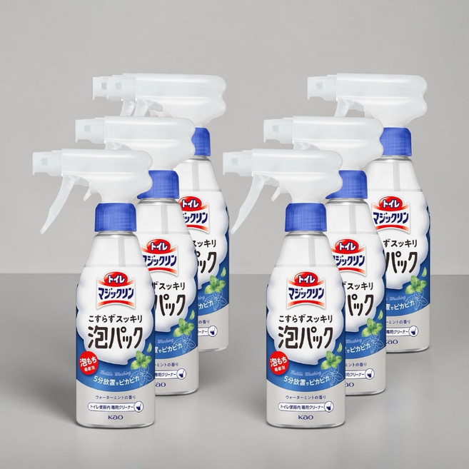 Kao Magic Clean 泡パック 馬桶清潔劑 水晶薄荷香, 6個, 300ml