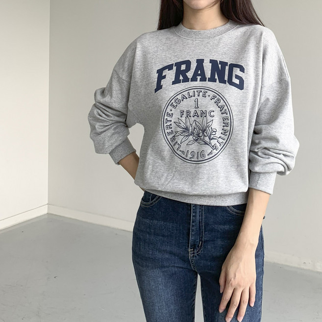 [행복여] 플로라 레터링 루즈핏 캐쥬얼 맨투맨 티셔츠