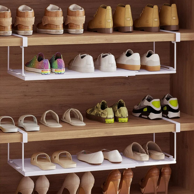 모다니 길이조절 틈새 현관 신발장 정리대 신발 수납 정리대 철제 선반, 1개, 화이트_White