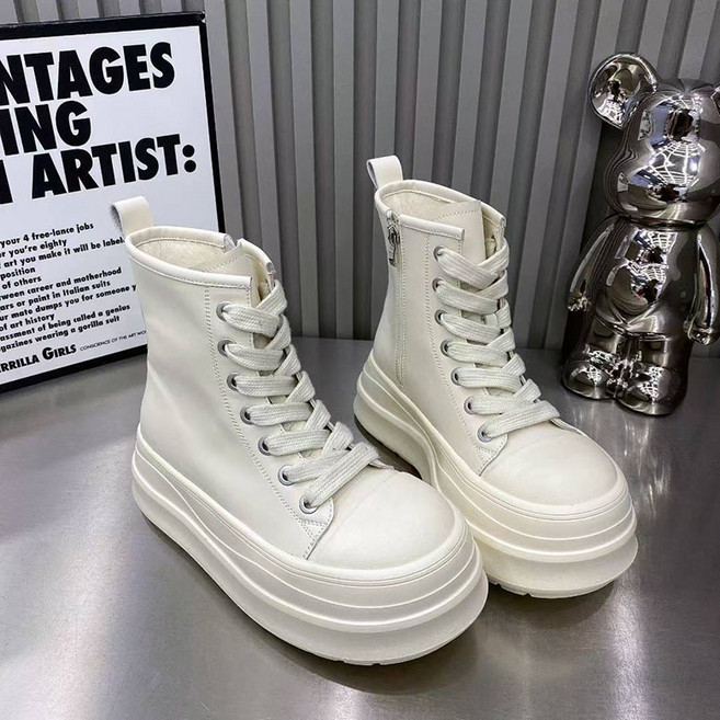 FANSYLI 여성 워커 심플 컴포트 미끄럼 방지 앵클 부츠 통굽 키높이 운동화 X2601J22