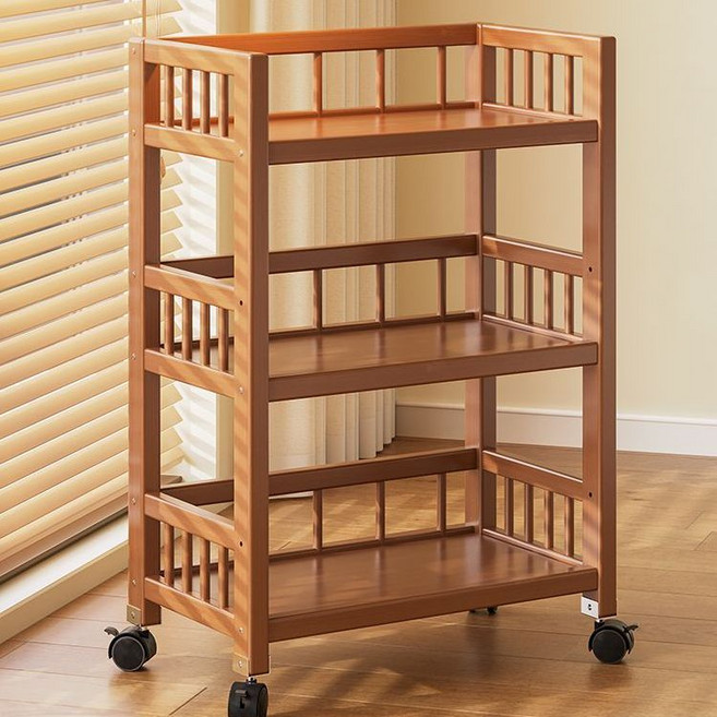 가정용 서빙 카트 원목 선반 이동식 트레이 무빙 3단, B. 2단 / 바퀴 X / 너비 50cm
