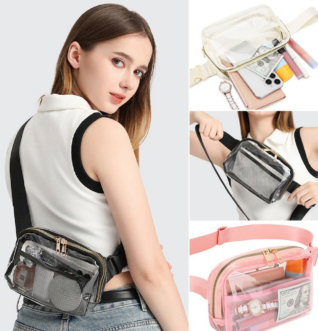 투명 TPU 방수 힙색 슬링백 스포츠 공연 여행 수납 가방