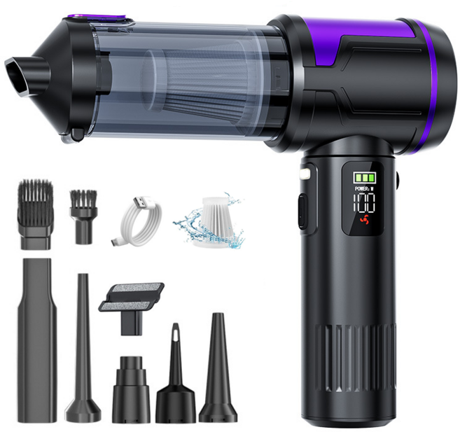 Voltmate 18000Pa 3단 조절 무선 차량용 청소기 LED 조명 브러시리스 모터 디지털 디스플레이 표시 다용도 청소기 가정용, 블랙, 블랙