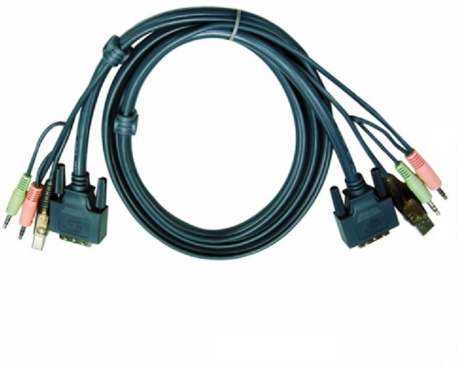 ATEN USB DVI-D 듀얼 링크 KVM 케이블 3m 2L-7D03UD, 1개