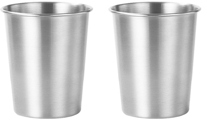 스텐레스 304 스탠 지름8.2cm 스텐컵 300ml 물컵, 2개, 실버