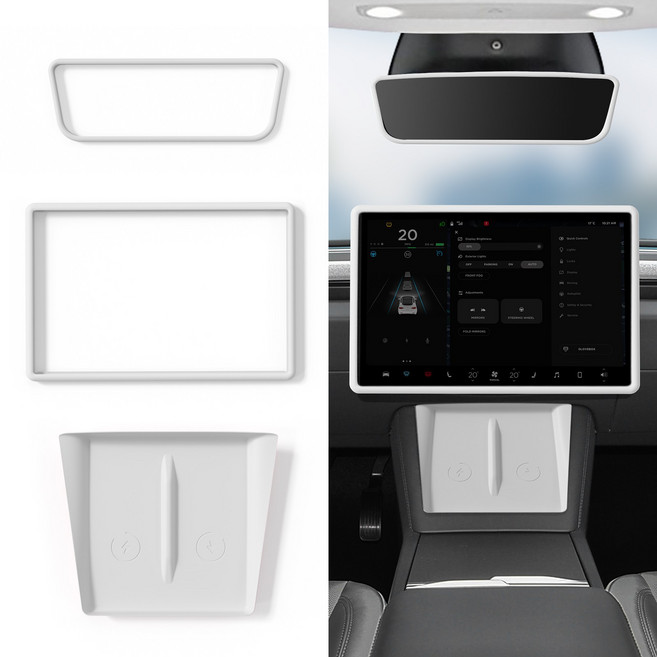 Vihimai 테슬라 모델Y주니퍼/모델3하이랜드 전용 무선 충전 실리콘 패드 화면 실리콘 보호 케이스 후미경 실리콘 보호 케이스 . 중앙 제어 실리콘 보호 장식 세트., 모델3하이랜드/모델Y 주니퍼 2025-2026, 흰색