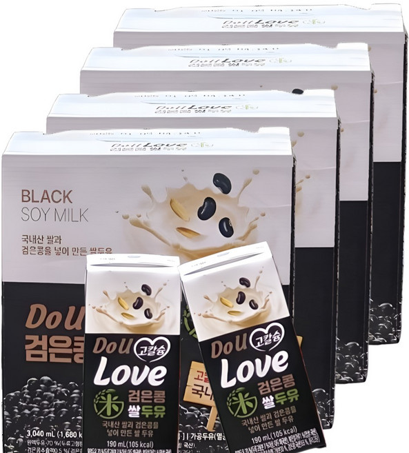 빙그레 고칼슘 검은콩 쌀 두유, 190ml, 64개