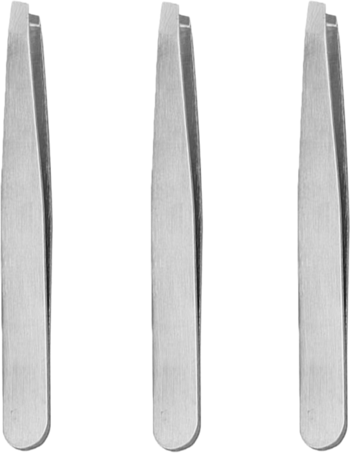케이엠 초정밀 스테인리스 핀셋 잔털 제거 족집게, 3개, 샤틴실버