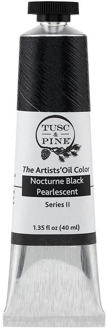 Tusc & Pine 아티스트 오일 페인트 - 티타늄 화이트 (아마씨) 40ml 황변 없음 풍부하고 크리미 한 일관성 최대 안료 부하 소량 가공 페인트 전문 아티스트, 1개(1개입), Nocturne 블랙 펄센트