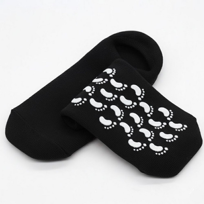 생활해랑 여성 실리콘 발 보습양말, 블랙, 1세트