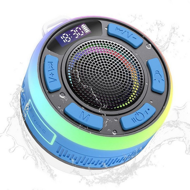 Waterproof Shower Speaker Bluetooth 5.3 Bathroom Speaker with HD Sound & Strong Suction Cup Blue, Sea Blue