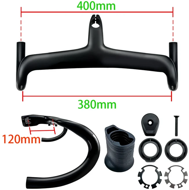 싱크로스 크레스톤 로드 바이크 카본 핸들바 내부 와이어링 통합 탄소 섬유 자전거 핸들 31.8mm 로드 바, 1개, 06 400x120mm