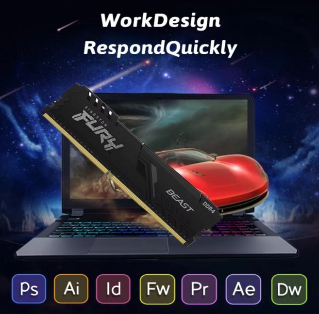 킹스톤 퓨리 비스트 DDR4 8G 16G 32GB 3600 RAM PC 메모리 288핀 XMP2.0 히트싱크 데스크탑용 또는 인텔 메, 02 8GB 3600MHZ 1PCS