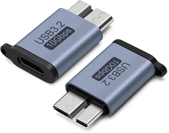 USB C to Micro B 어댑터 USB 3.0 10Gbps 하드 드라이브 케이블 USB C 호환 토시바 시게이트 WD 갤럭시 S5 노트3 HDD 등, 2개, CF-MICRO B