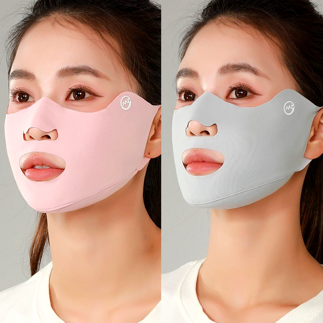 바블래 오픈마스트 1+1 패치 기미주근깨 보호관리 골프마스크, 그레이색 +핑크색