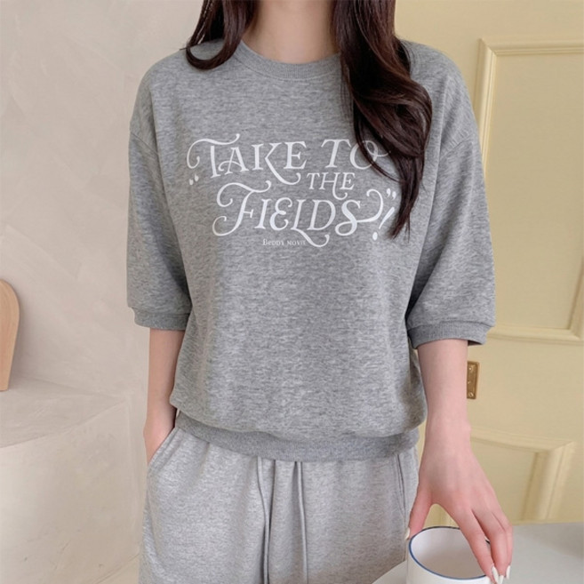 마이쏭 여성 오버핏 여름티 반팔티 BUDDY레터링반팔맨투맨