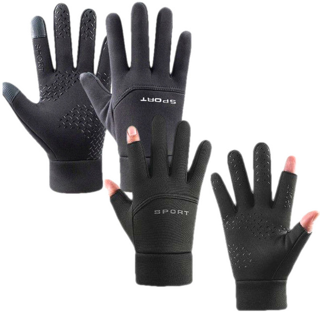 기모 방한 방수 스마트폰 터치장갑 양손착용, 블랙, 1개