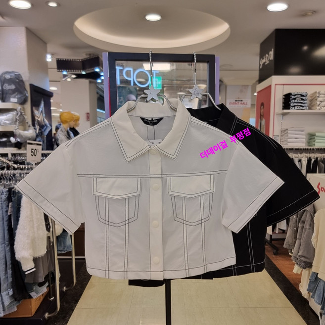 더데이걸 부평점 '25NEW 깔끔한 셔츠로 또는 쟈켓으로 2가지 스타일로 입을 수 있는 활용도 좋고 예쁜 반팔 크롭 셔츠형 쟈켓