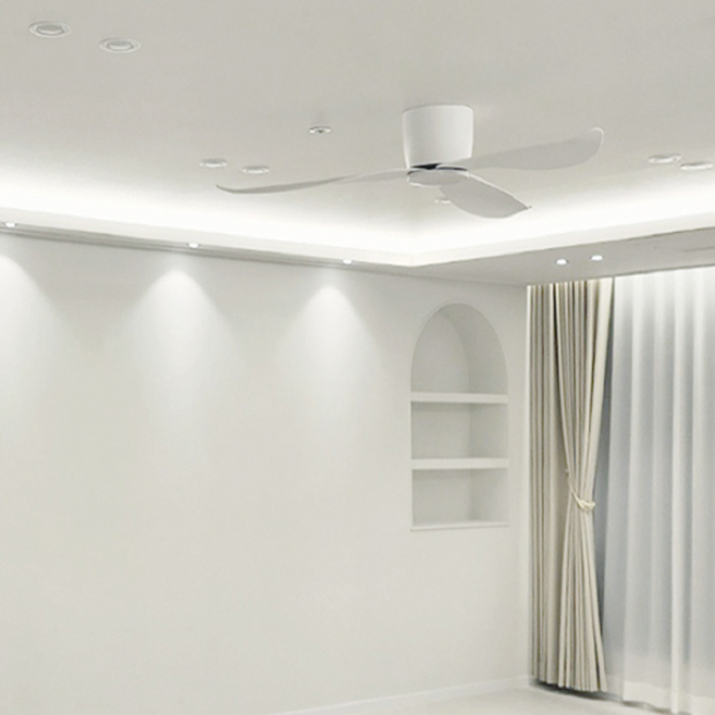 52인치 실링팬 천장형 선풍기 양방향 회전 여름 겨울 겸용 인테리어 거실 주방 매장 카페용 조명팬, 블랙 몸체 + 화이트 날개 (플랫 A)