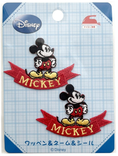 디즈니 미키마우스 리본 레터링 자수 트윈 와펜