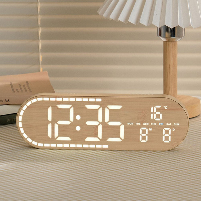 뉴라이즈 LED탁상시계 우드시계 린넨시계 전자시계 벽걸이, 우드타입