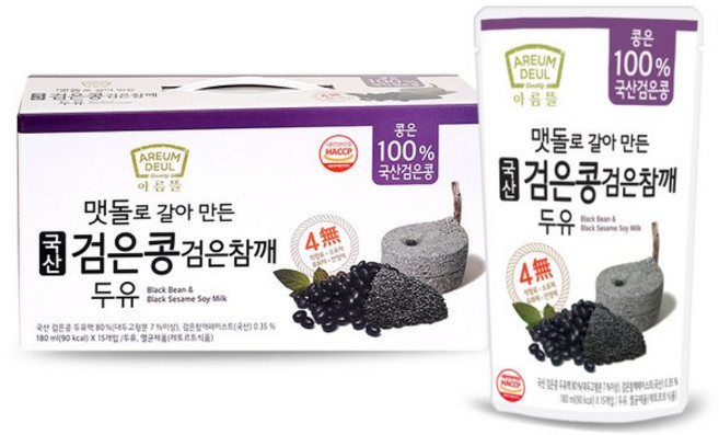 아름뜰 맷돌로 갈아만든 검은콩 검은참깨 두유, 45개, 180ml
