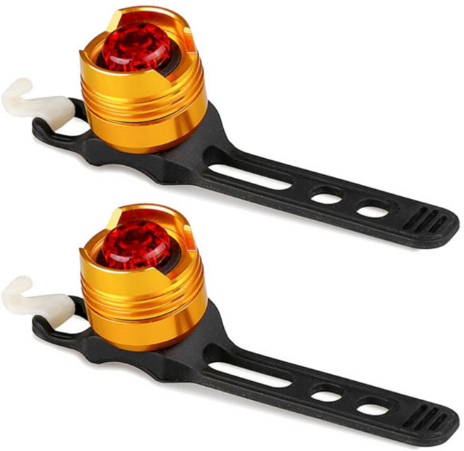 make speed 자전거 알루미늄 원형 LED 안전등 (자전거후미등) 1+1세트, 골드, 2개