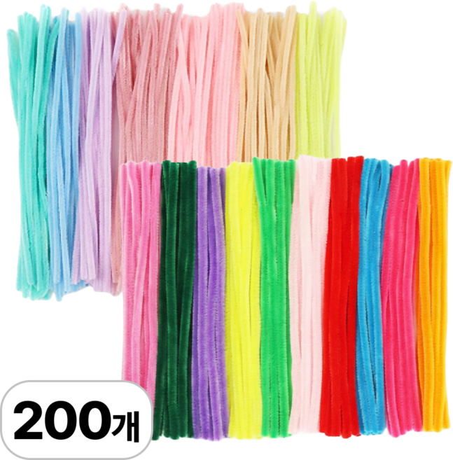 로멀리 레인보우 모루철사 17색, 200개, 혼합색상