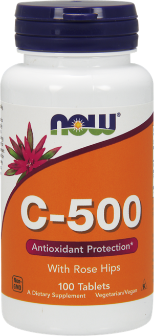NOW Foods 維他命C-500補充錠, 100顆, 1罐