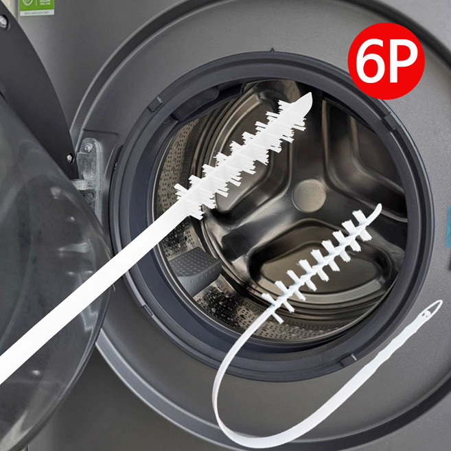 살림공작소 드럼세탁기 작은 공간사이 다용도 틈새 청소솔 6p, 6개, 화이트